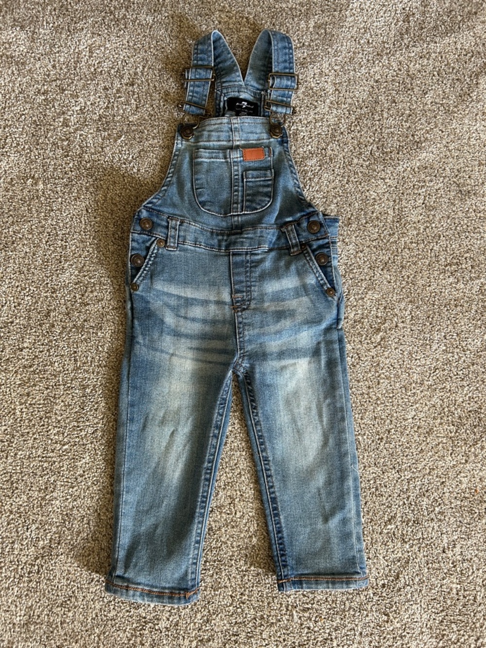 7 For All Mankind Kids Denim Jean Overalls 12M